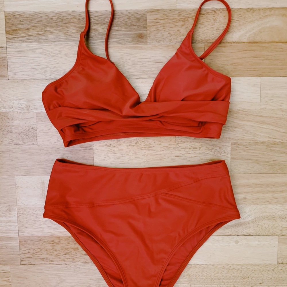 Marsala Twist High Waisted Bikini